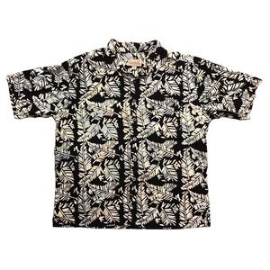 SANTIKI palm leaves motif short sleeve button down shirt size XXL